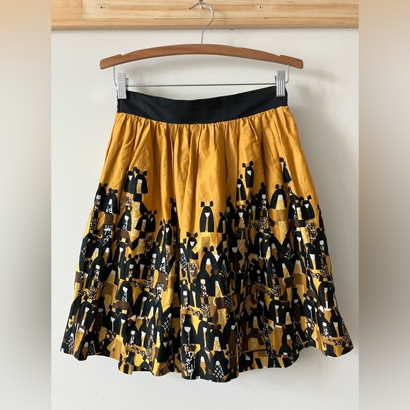 Anthropologie x Edme & Esyllte Saffron Yellow and Black Matriarch Skirt Size 4 - Picture 5 of 7